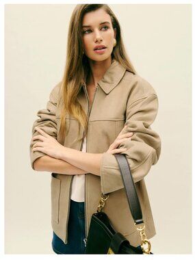 Reformation Veda Bennett Oversized Leather Bomber